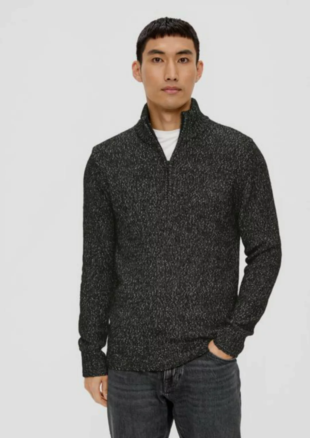 s.Oliver Strickpullover Slim Fit: Strickpullover mit Reißverschluss günstig online kaufen