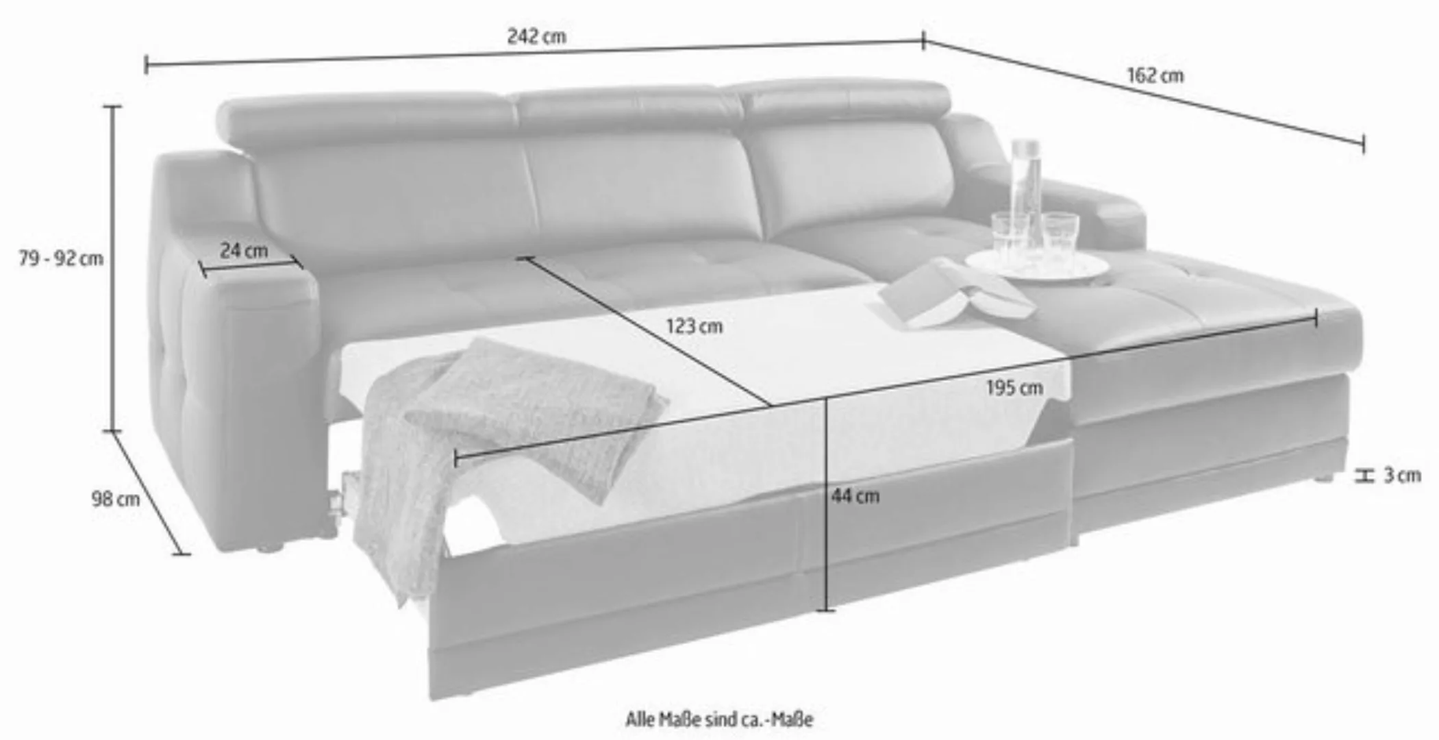 exxpo - sofa fashion Ecksofa Lotos, L-Form, mit Kopf- bzw. Rückenverstellun günstig online kaufen