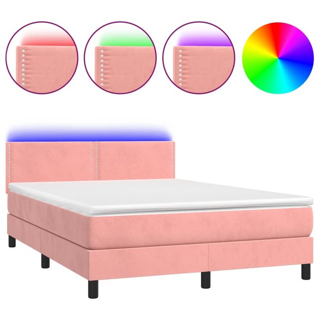 vidaXL Boxspringbett Bett Boxspringbett mit Matratze & LED Samt (140 x 190 günstig online kaufen