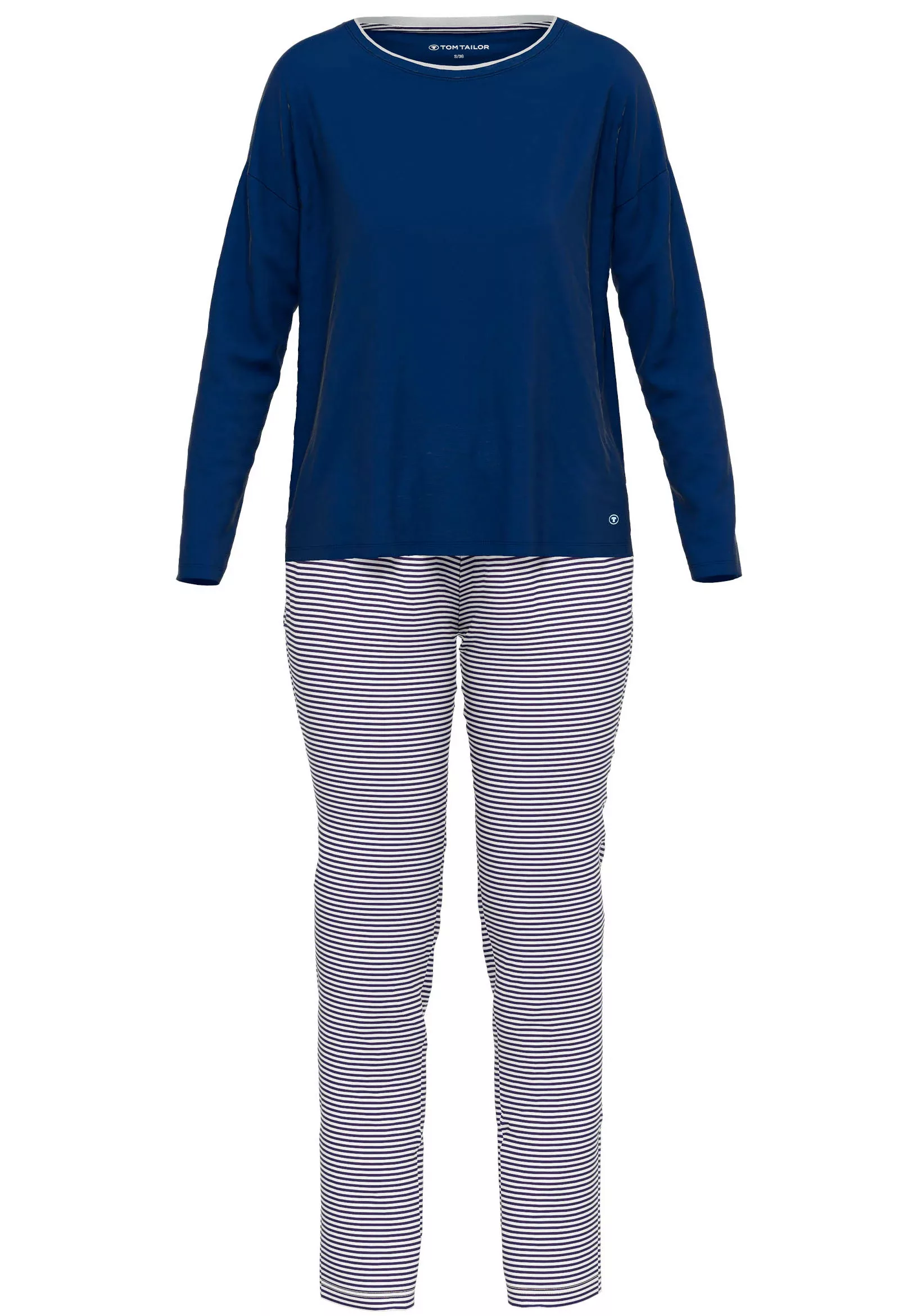 TOM TAILOR Pyjama, (2 tlg.), mit gestreifter Hose und schlichtem Oberteil günstig online kaufen