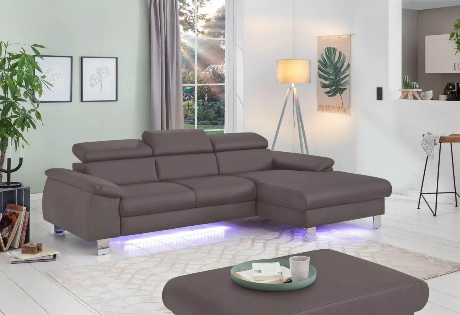 COTTA Ecksofa Komaris, Ecksofa, wahlweise mit RGB-LED-Beleuchtung und Bettf günstig online kaufen