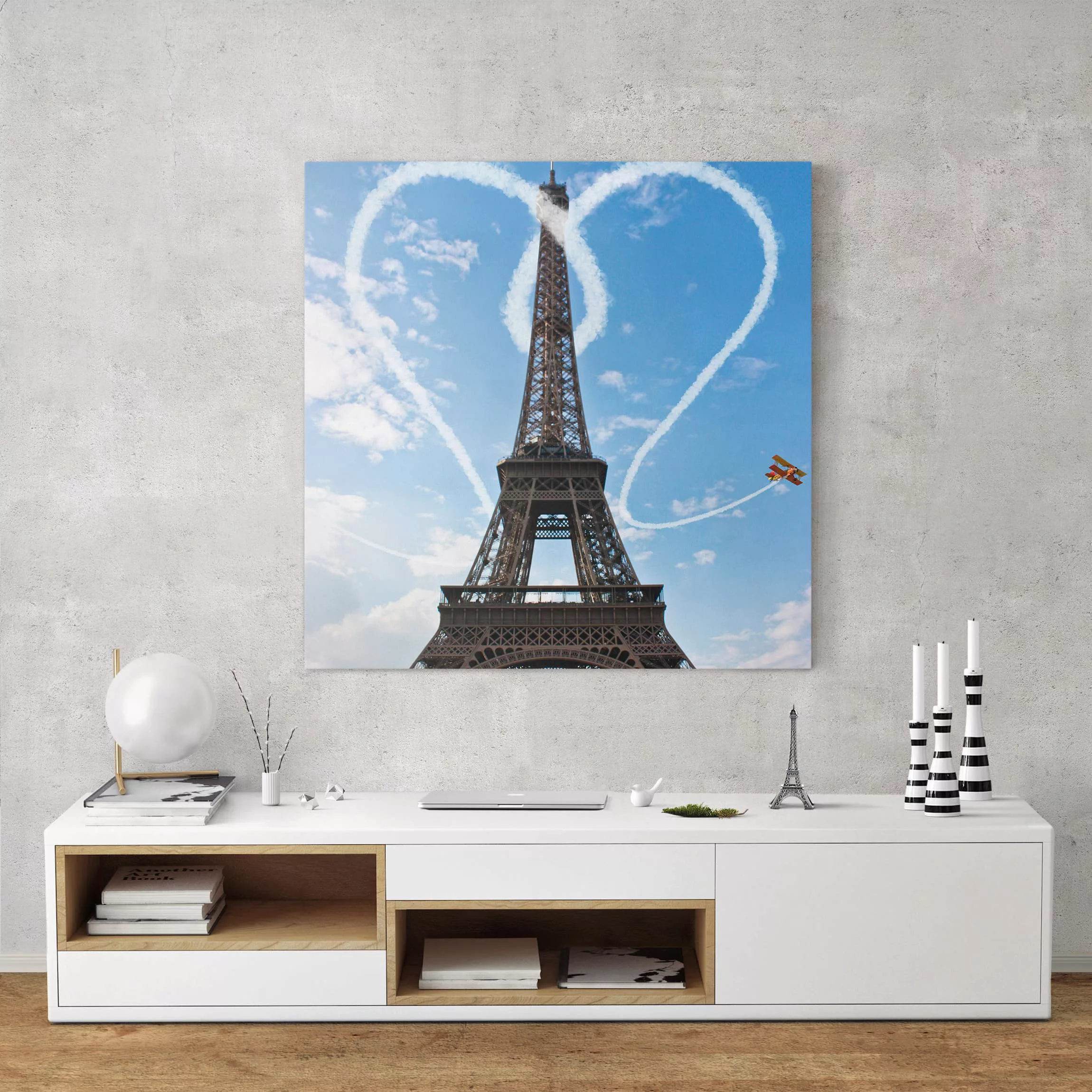 Leinwandbild Paris - Quadrat Paris - City of Love günstig online kaufen