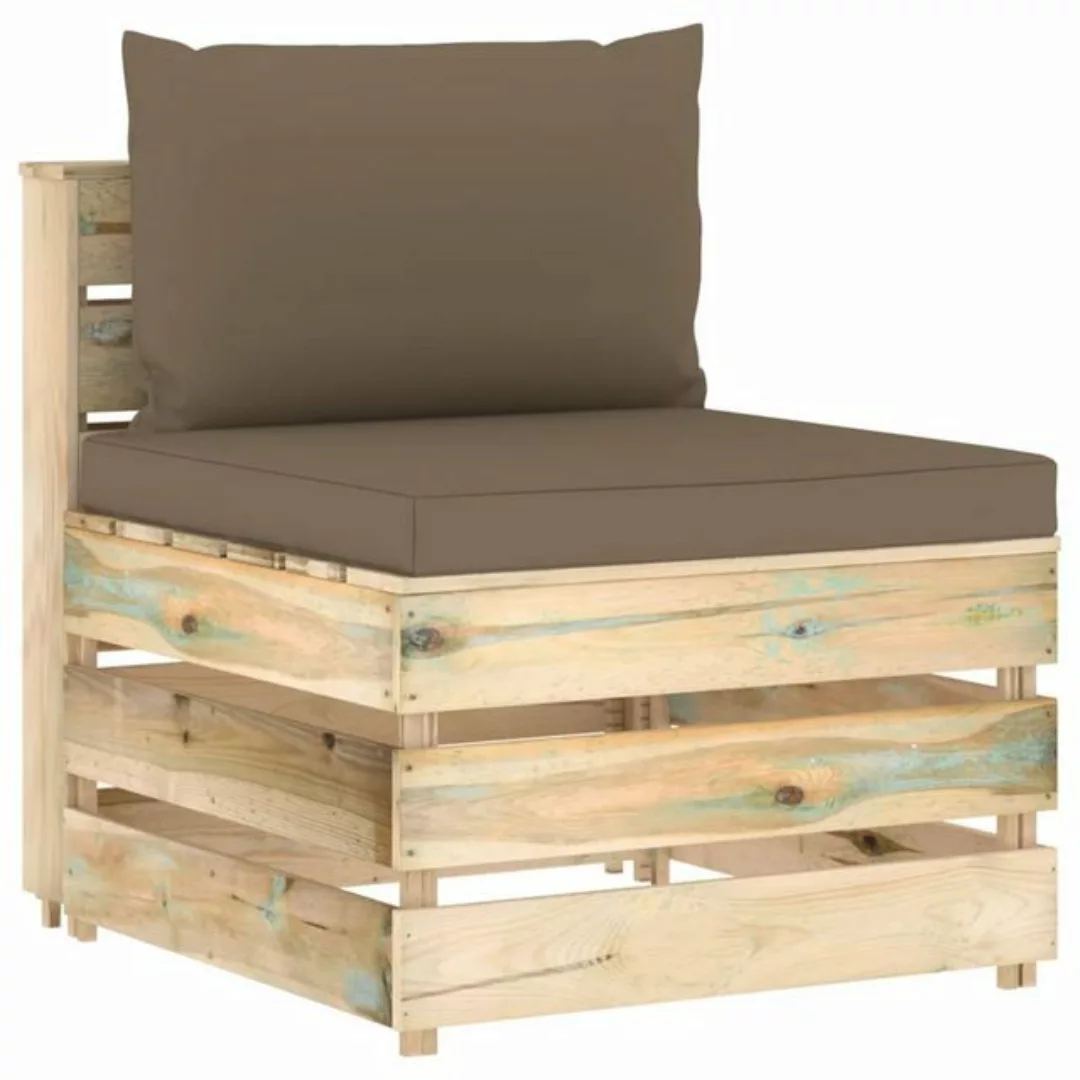 Modulares Mittelsofa Mit Kissen Grün Imprägniertes Holz günstig online kaufen