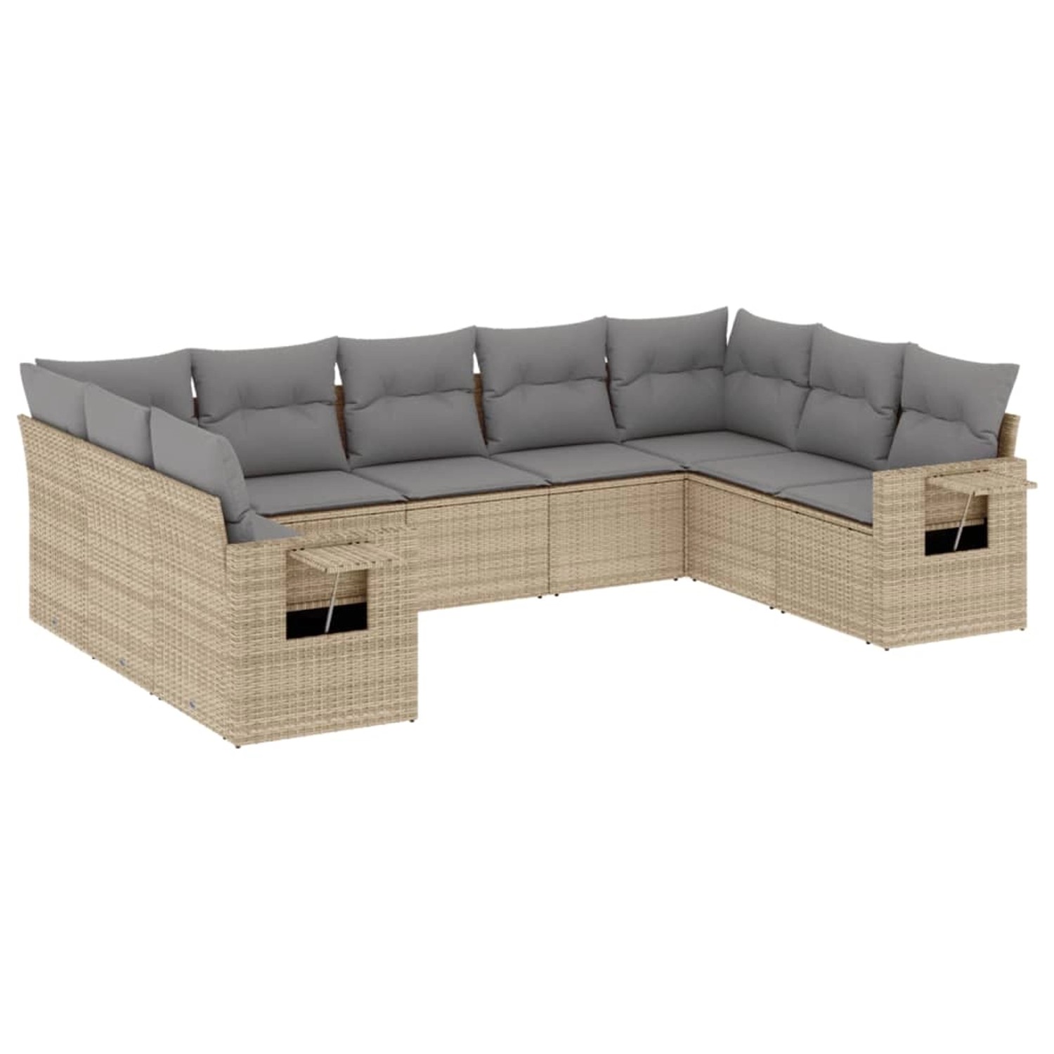 vidaXL 9-Tlg Garten-Sofagarnitur mit Kissen Beige Poly Rattan 3220598 günstig online kaufen
