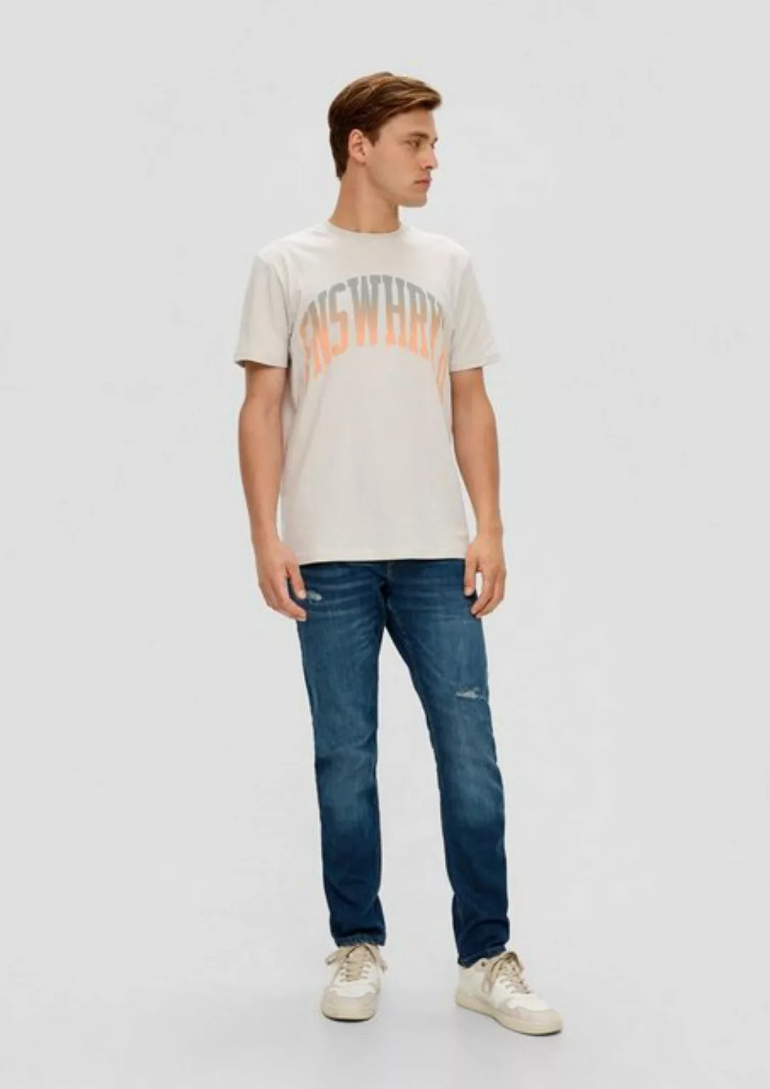 QS Stoffhose Jeans Rick / Slim Fit / Mid Rise / Slim Leg Waschung, Destroye günstig online kaufen