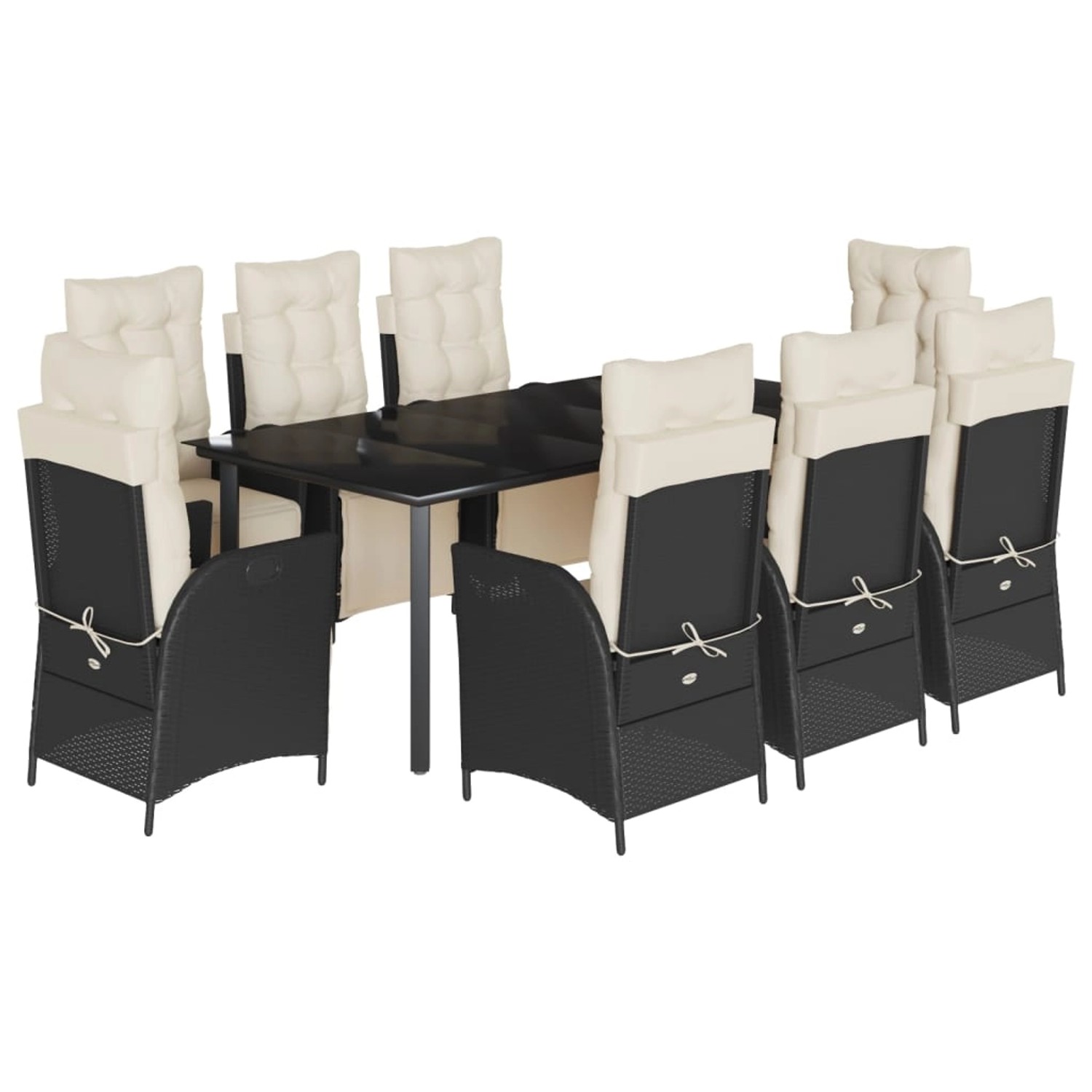 vidaXL 9-Tlg Garten-Essgruppe mit Kissen Schwarz Poly Rattan 3213391 günstig online kaufen