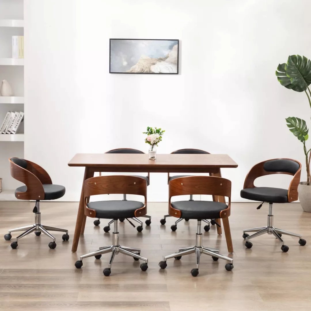 Drehbare Esszimmerstühle 6 Stk. Schwarz Bugholz Und Kunstleder günstig online kaufen