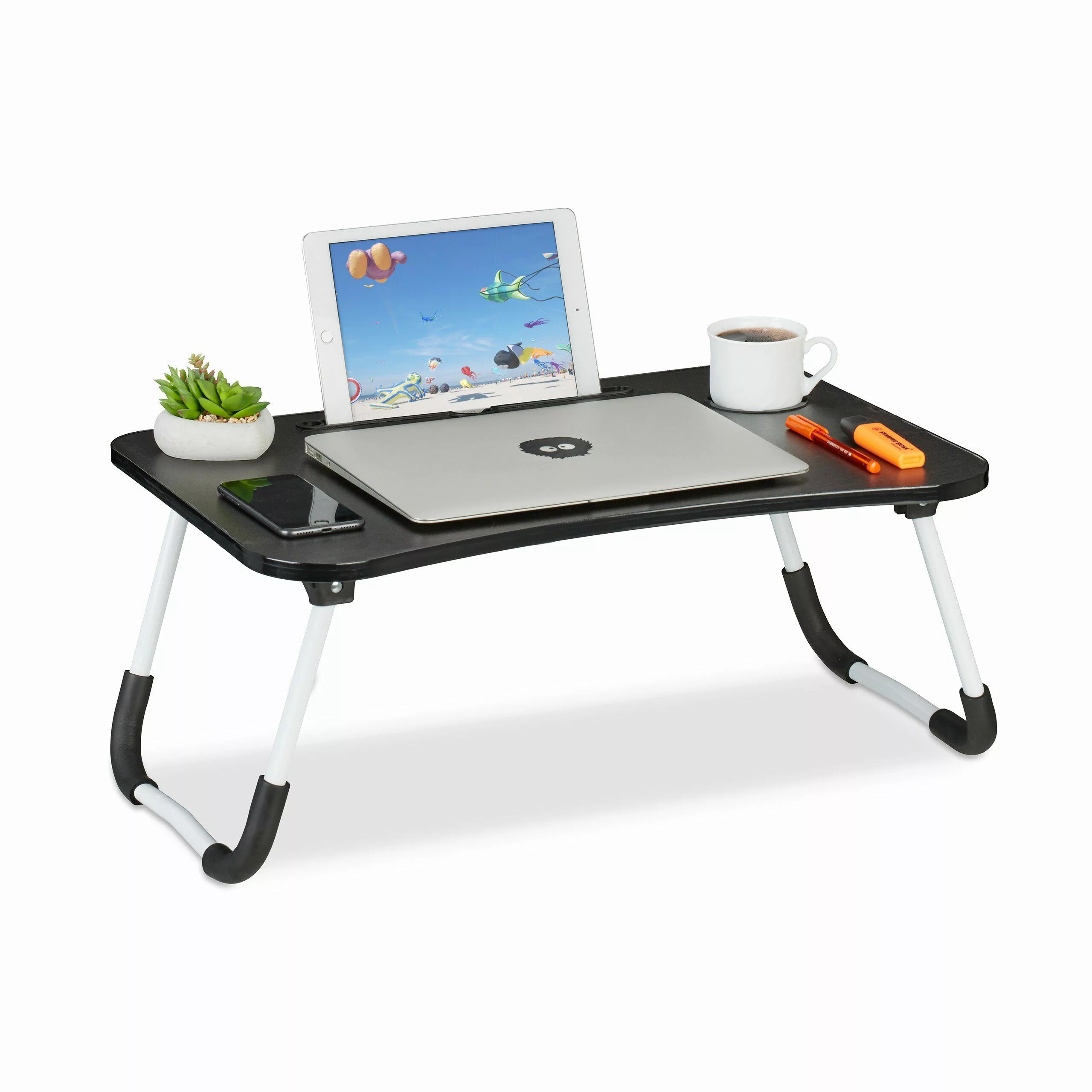 relaxdays Laptoptisch mit Tablet & Getränkehalt günstig online kaufen