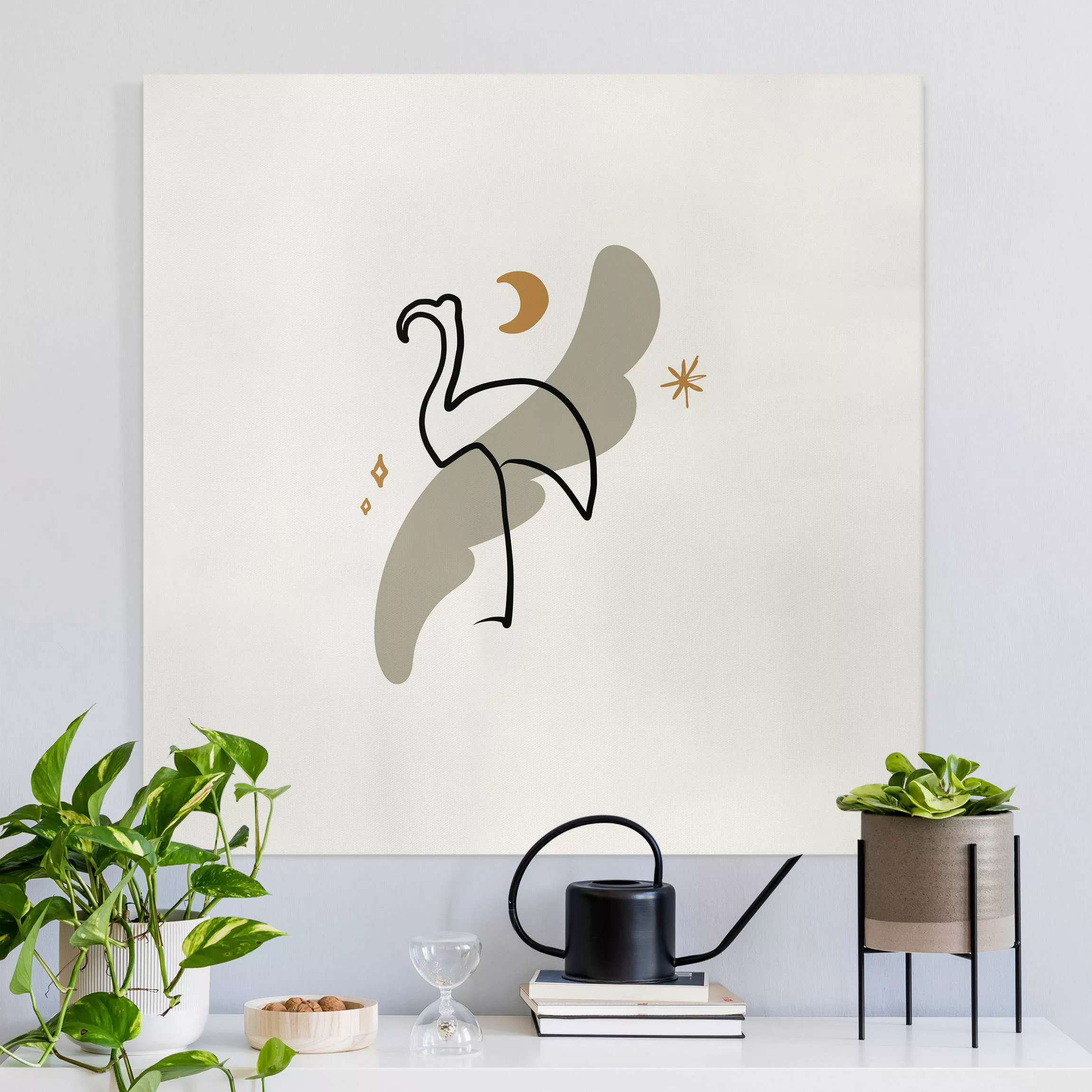 Leinwandbild Picasso Interpretation - Flamingo günstig online kaufen