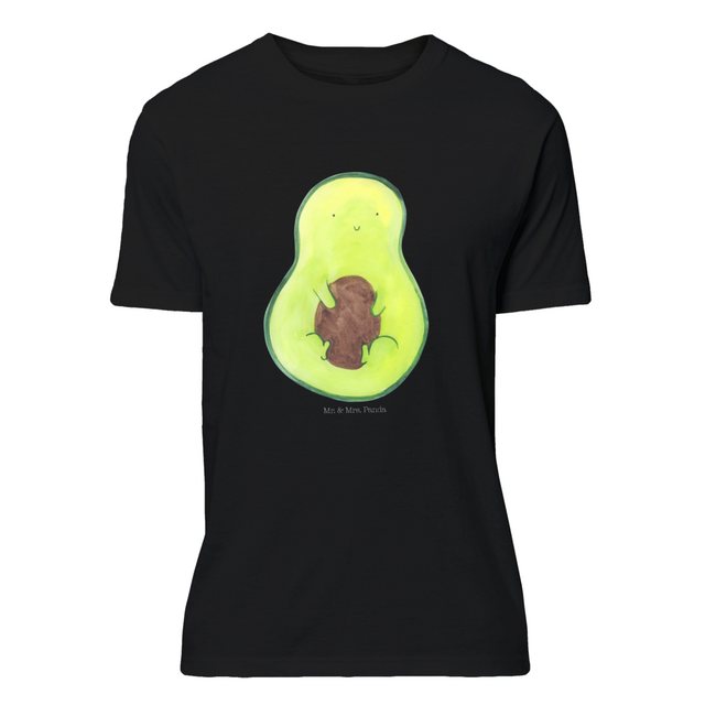 Mr. & Mrs. Panda T-Shirt Avocado mit Kern - Schwarz - Geschenk, Nachthemd, günstig online kaufen