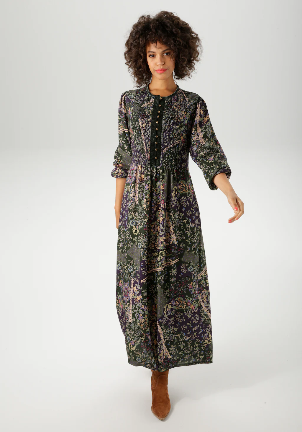 Aniston CASUAL Maxikleid, mit fantasievollem Blumendruck- jedes Teil ein Un günstig online kaufen