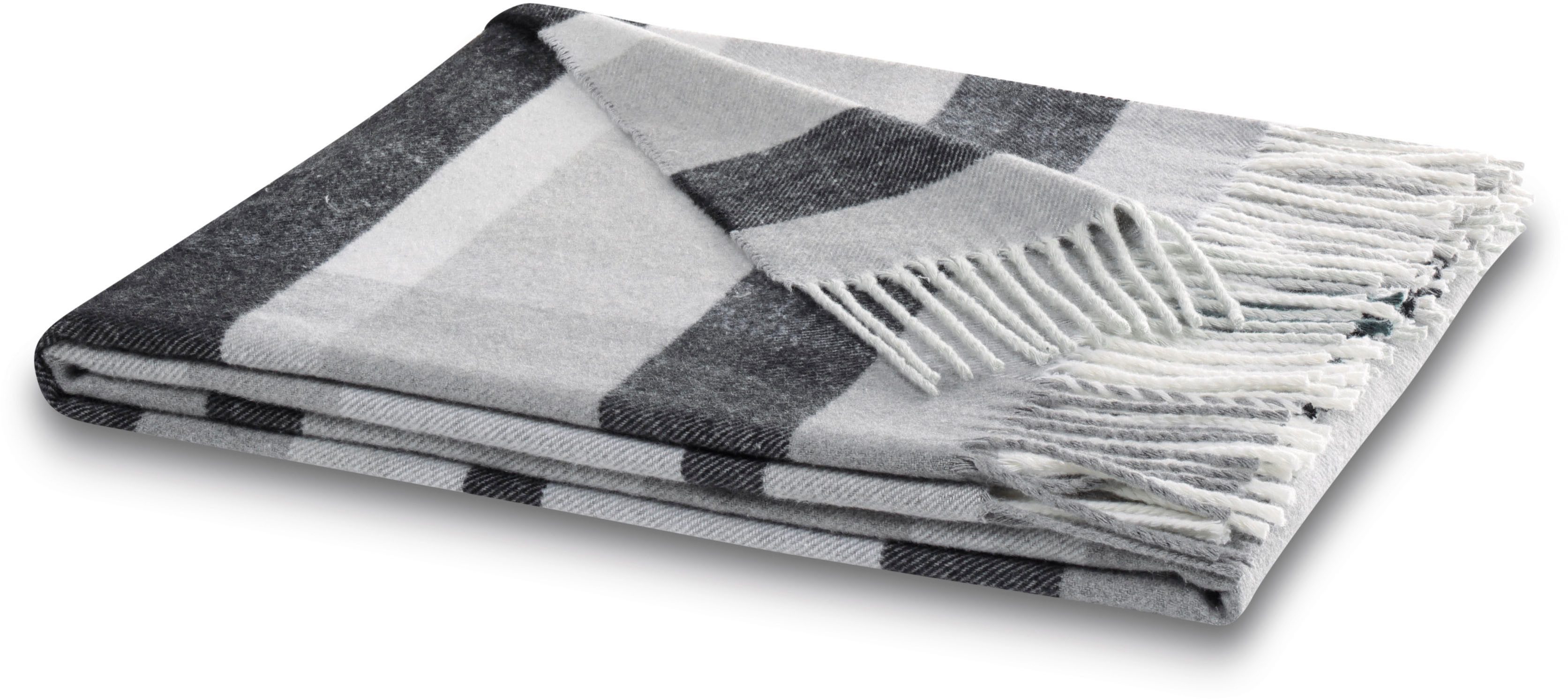 Biederlack Plaid »Harmony«, im modernen Karo-Look, mit Fransen günstig online kaufen