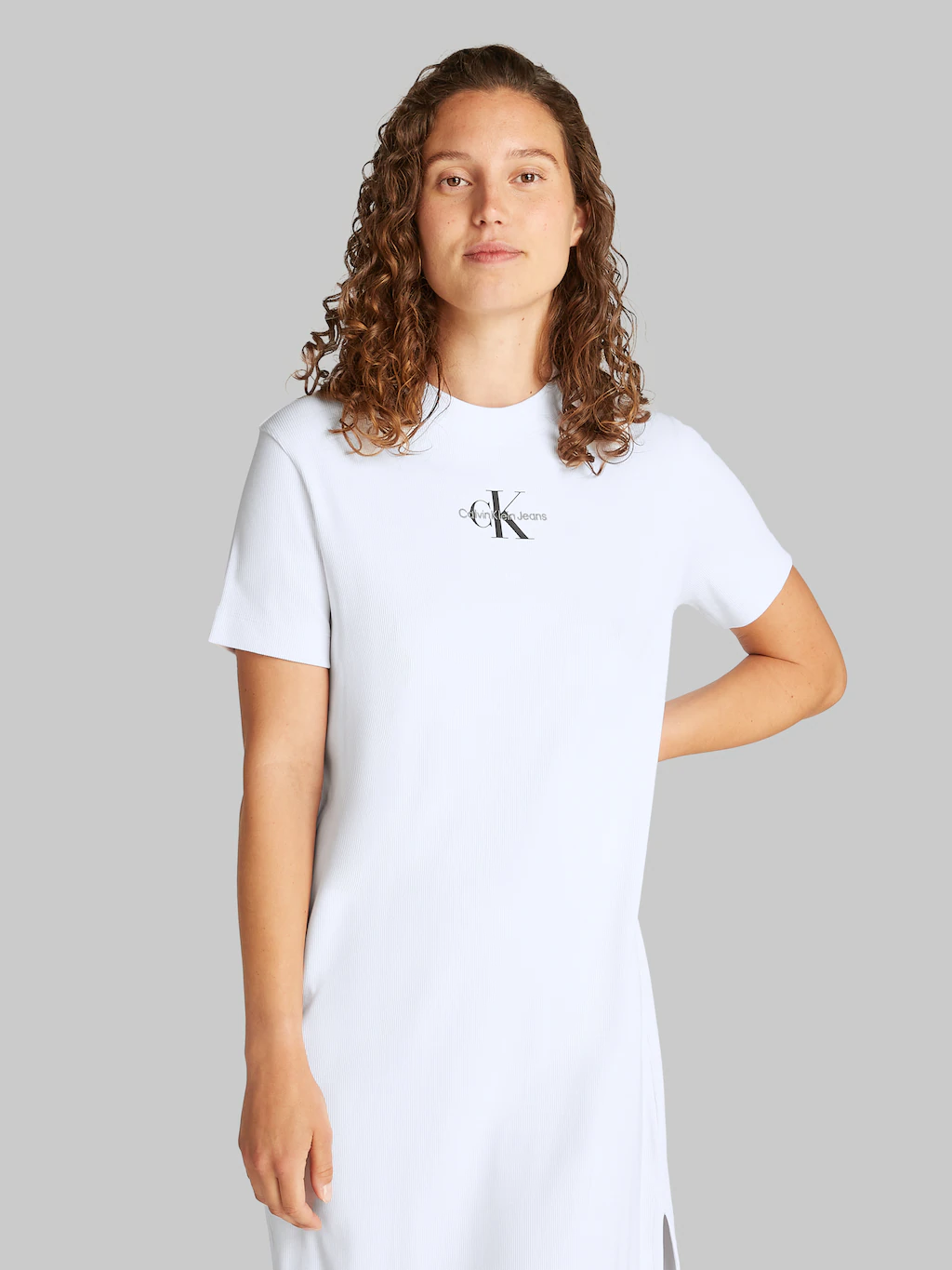 Calvin Klein Jeans Midikleid "MONOLOGO LONG RIB TEE DRESS", mit Logo günstig online kaufen