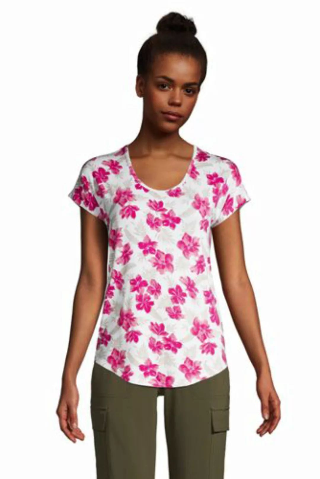 Gemustertes Shirt aus Bambusviskose in Petite-Größe, Damen, Größe: L Petite günstig online kaufen
