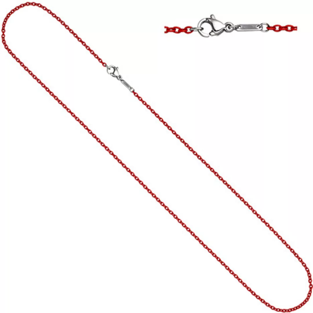SIGO Rundankerkette Edelstahl rot lackiert 42 cm Kette Halskette Karabiner günstig online kaufen
