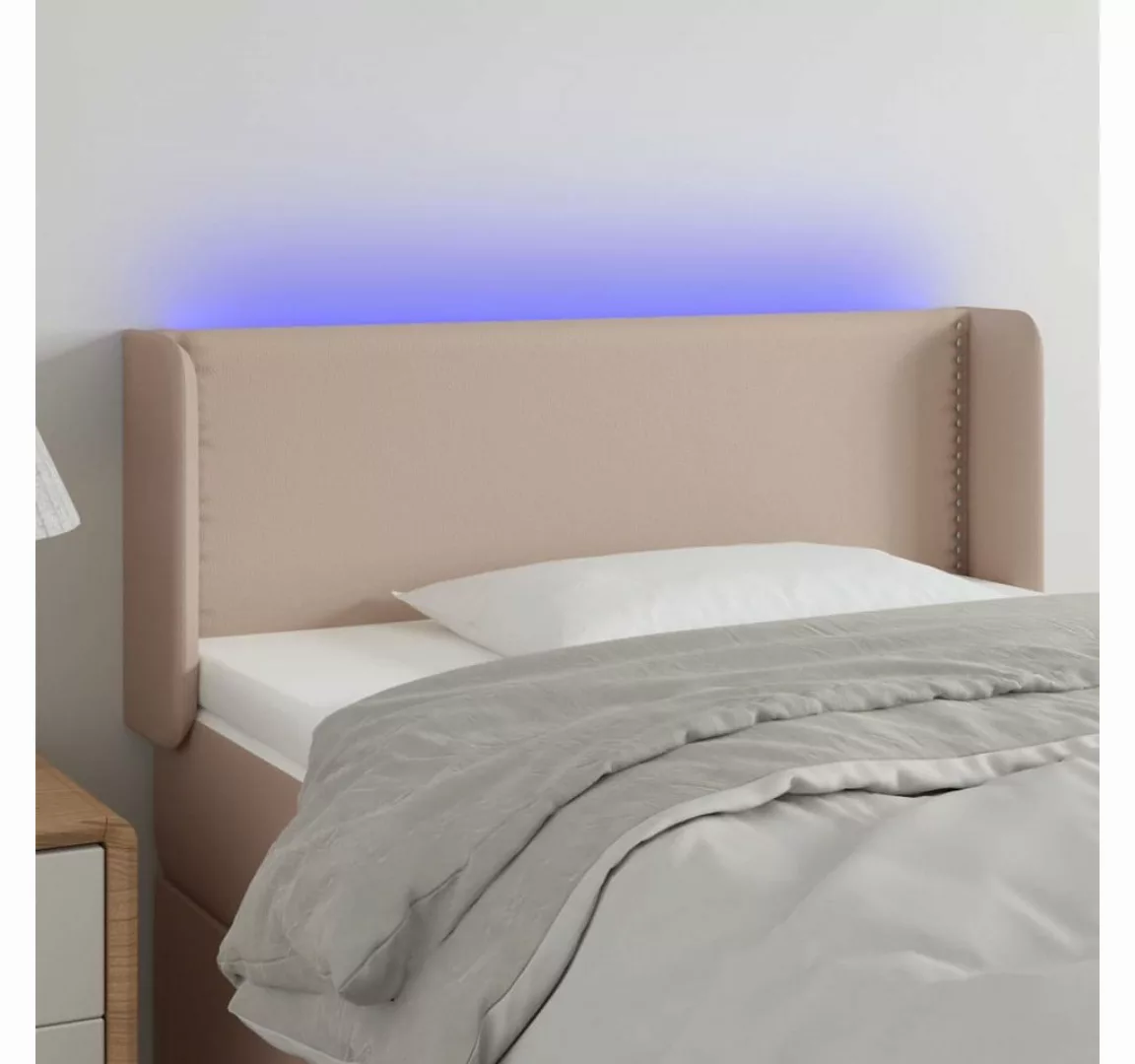 vidaXL Bett, LED Kopfteil Cappuccino-Braun 83x16x78/88 cm Kunstleder günstig online kaufen