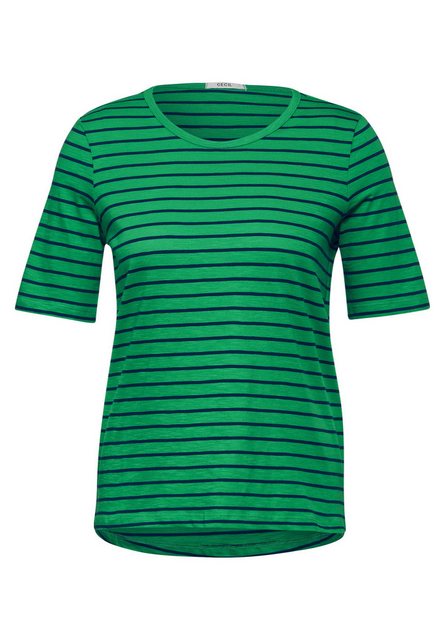 Cecil T-Shirt Cecil Flammgarn Streifenshirt in Fresh Apple Green (1-tlg) Ni günstig online kaufen