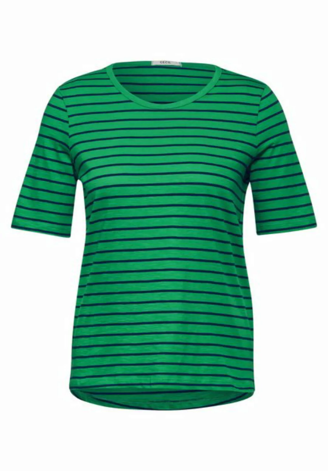 Cecil T-Shirt Cecil Flammgarn Streifenshirt in Fresh Apple Green (1-tlg) Ni günstig online kaufen