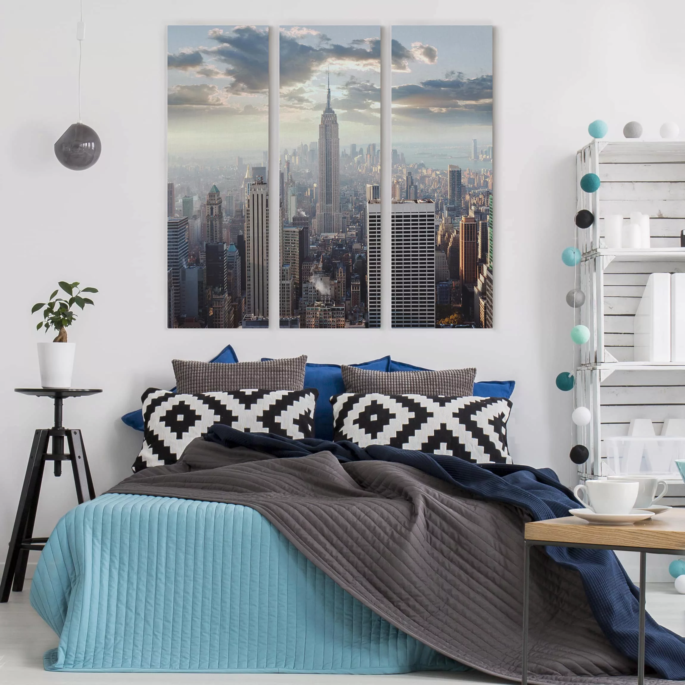 3-teiliges Leinwandbild New York - Quadrat Sonnenaufgang in New York günstig online kaufen