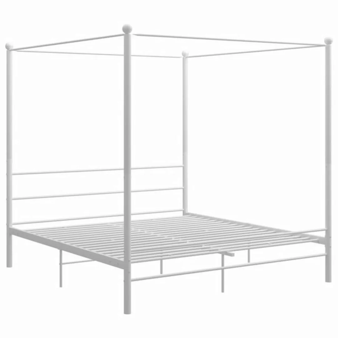 furnicato Bettgestell Himmelbett Weiß Metall 200x200 cm (1-tlg) günstig online kaufen