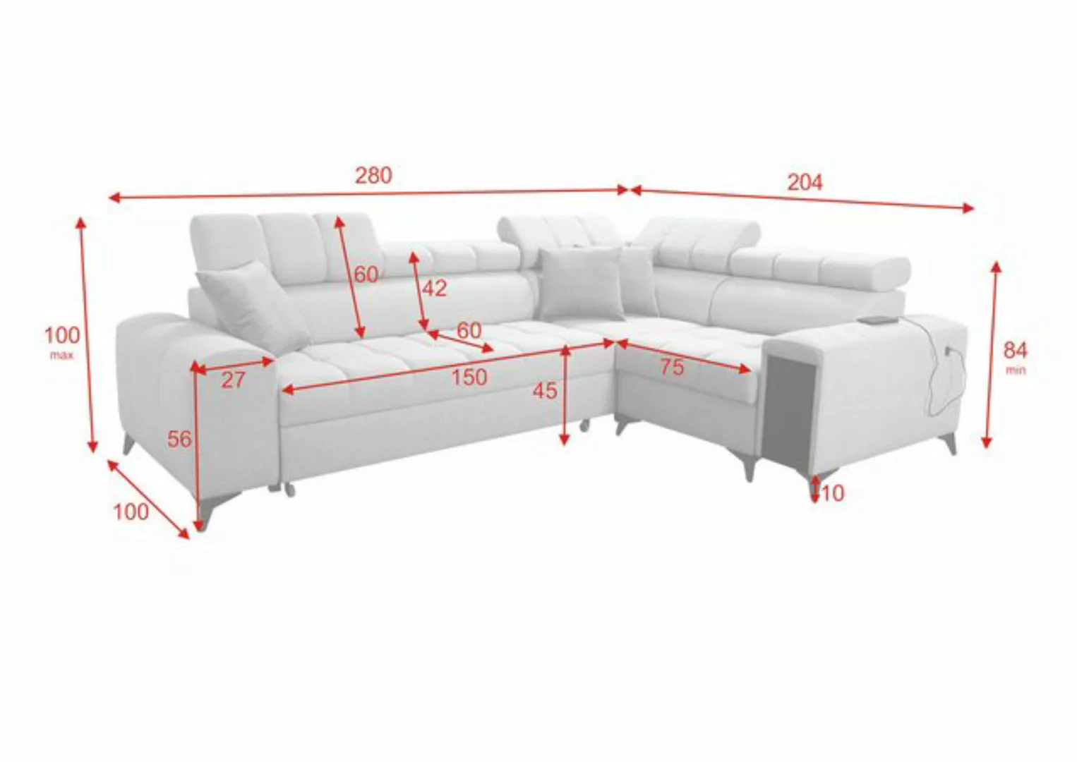 Kaiser Möbel Ecksofa Elegantes Ecksofa mit modischer Steppung,GRECO II Avra günstig online kaufen