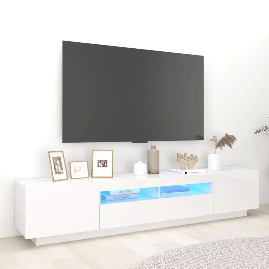 vidaXL TV-Schrank TV-Schrank mit LED-Leuchten Hochglanz-Weiß 200x35x40 cm L günstig online kaufen