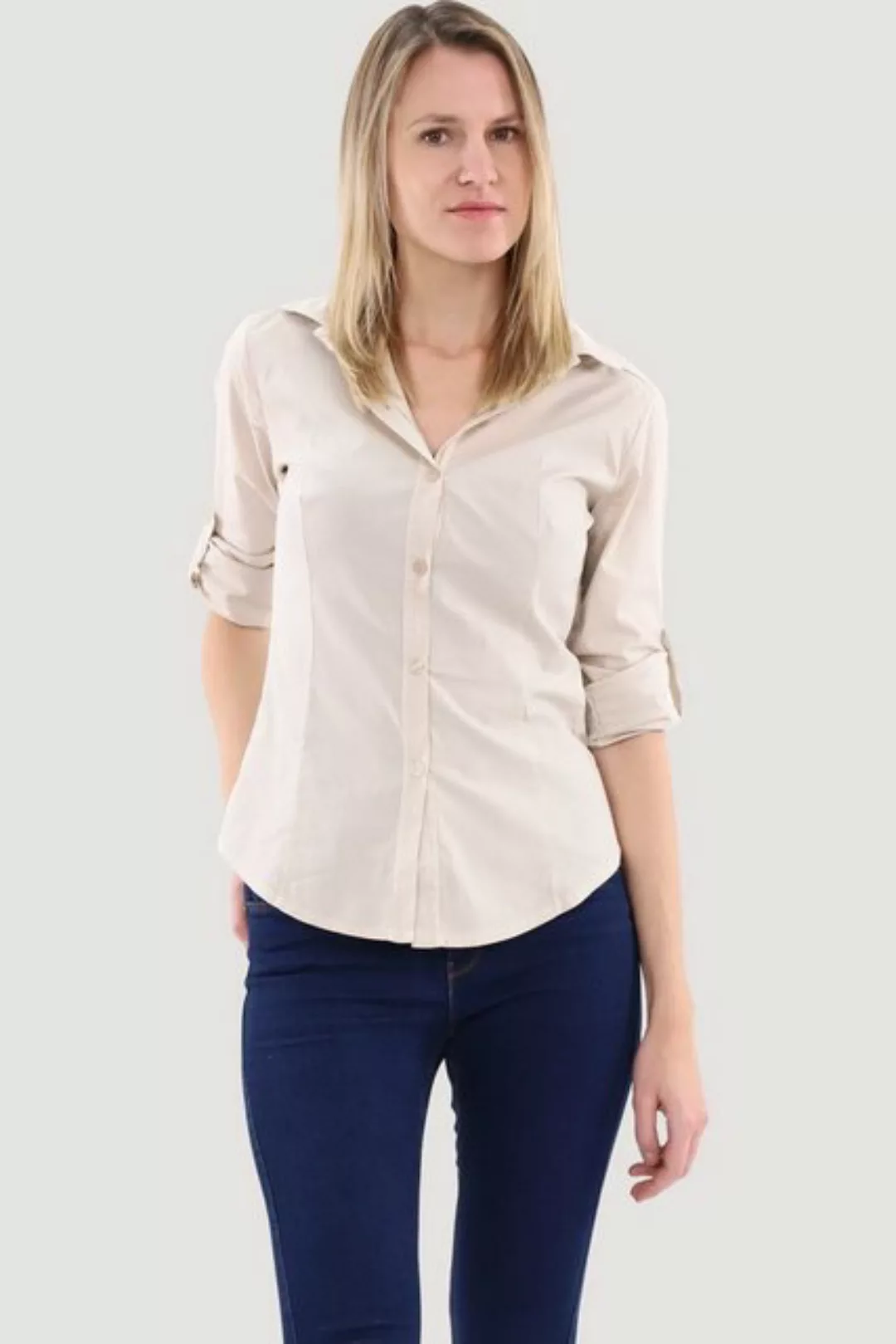 malito more than fashion Hemdbluse 8030 Blusenshirt Slim Fit mit 3/4 Krempe günstig online kaufen