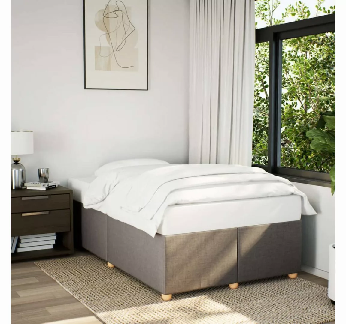 vidaXL Bett, Bettgestell ohne Matratze Taupe 120x190 cm Stoff günstig online kaufen