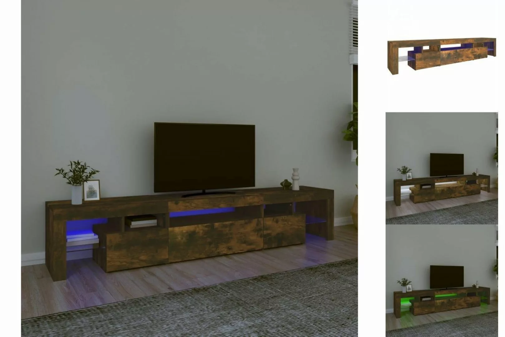 vidaXL TV-Schrank TV-Schrank mit LED-Leuchten Räuchereiche 215x36,5x40 cm L günstig online kaufen