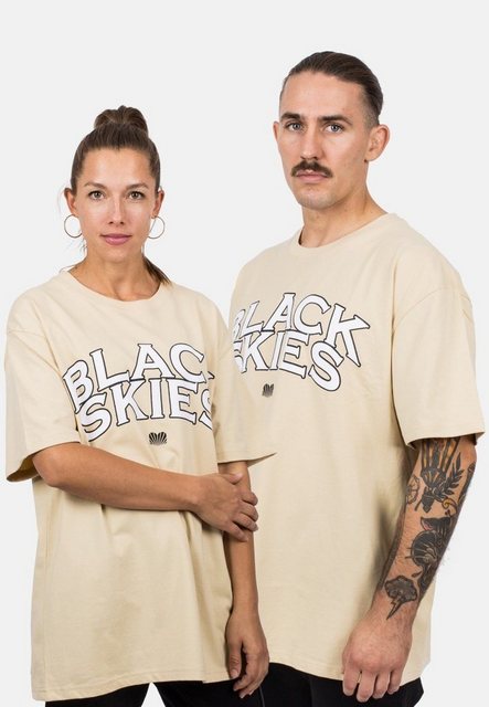 Blackskies T-Shirt Oversized Team T-Shirt - Beige-Schwarz X-Small günstig online kaufen