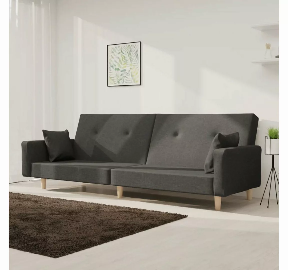 vidaXL Sofa Schlafsofa Sofa mit Schlaffunktion mit 2 Kissen Stoff, Dunkelgr günstig online kaufen