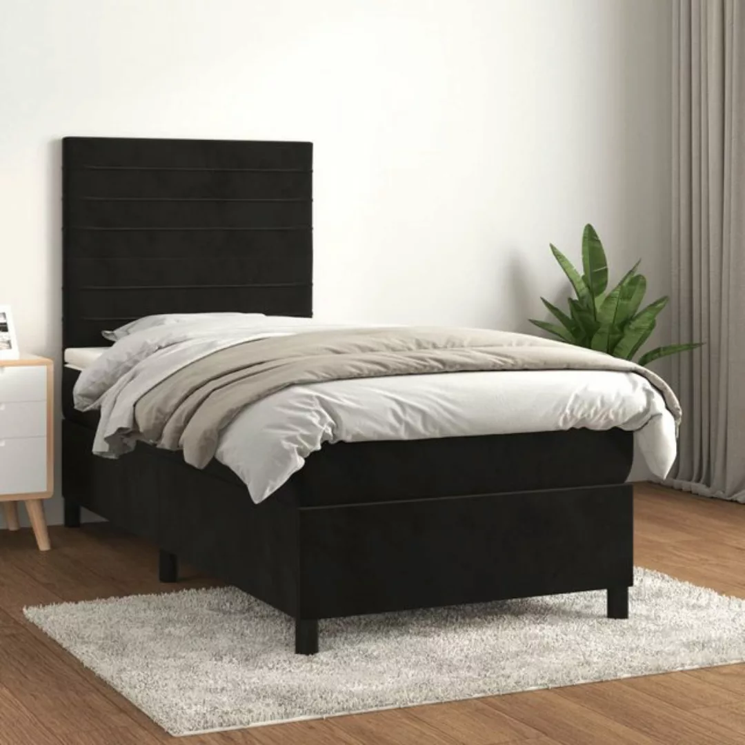 Vidaxl Boxspringbett Mit Matratze Dunkelgrau 100x200 Cm Samt günstig online kaufen