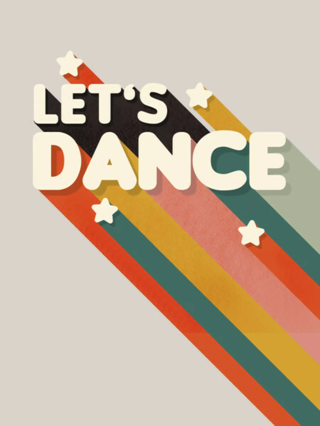 Poster / Leinwandbild - Let's Dance - Retro Rainbow Typography günstig online kaufen