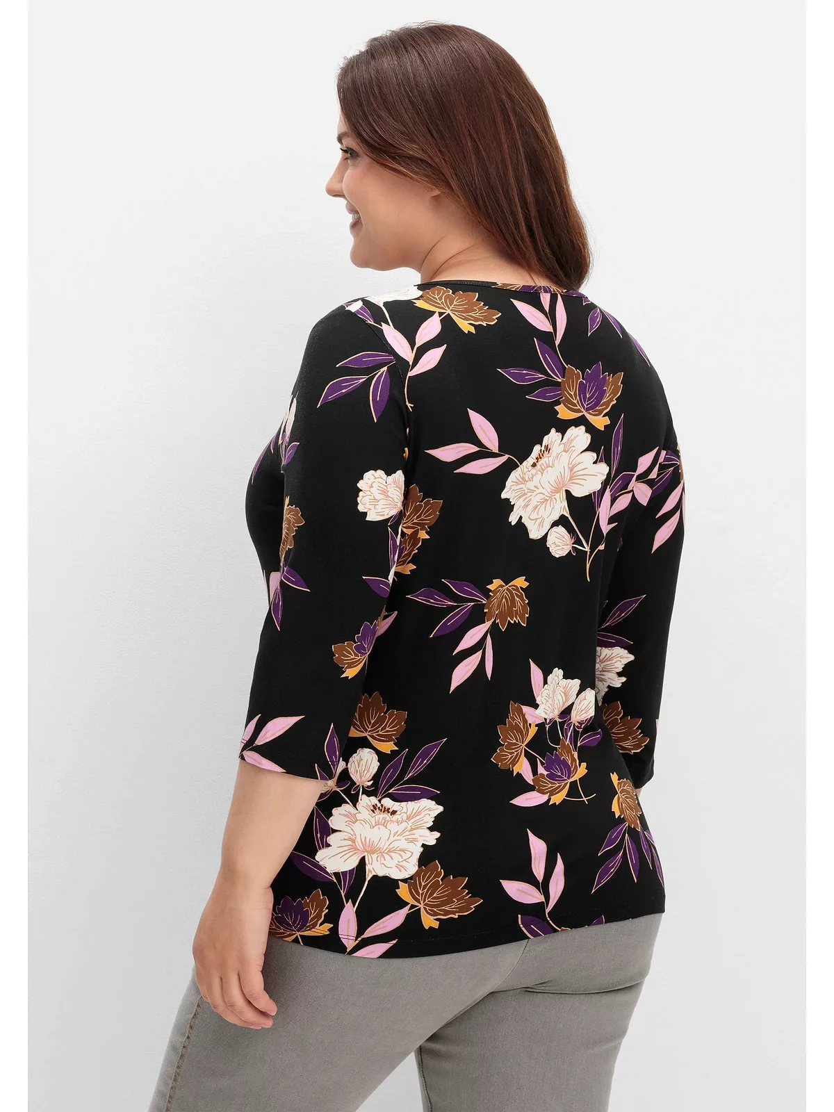 Sheego 3/4-Arm-Shirt "Große Größen", mit Blumenprint, aus Viskosejersey günstig online kaufen