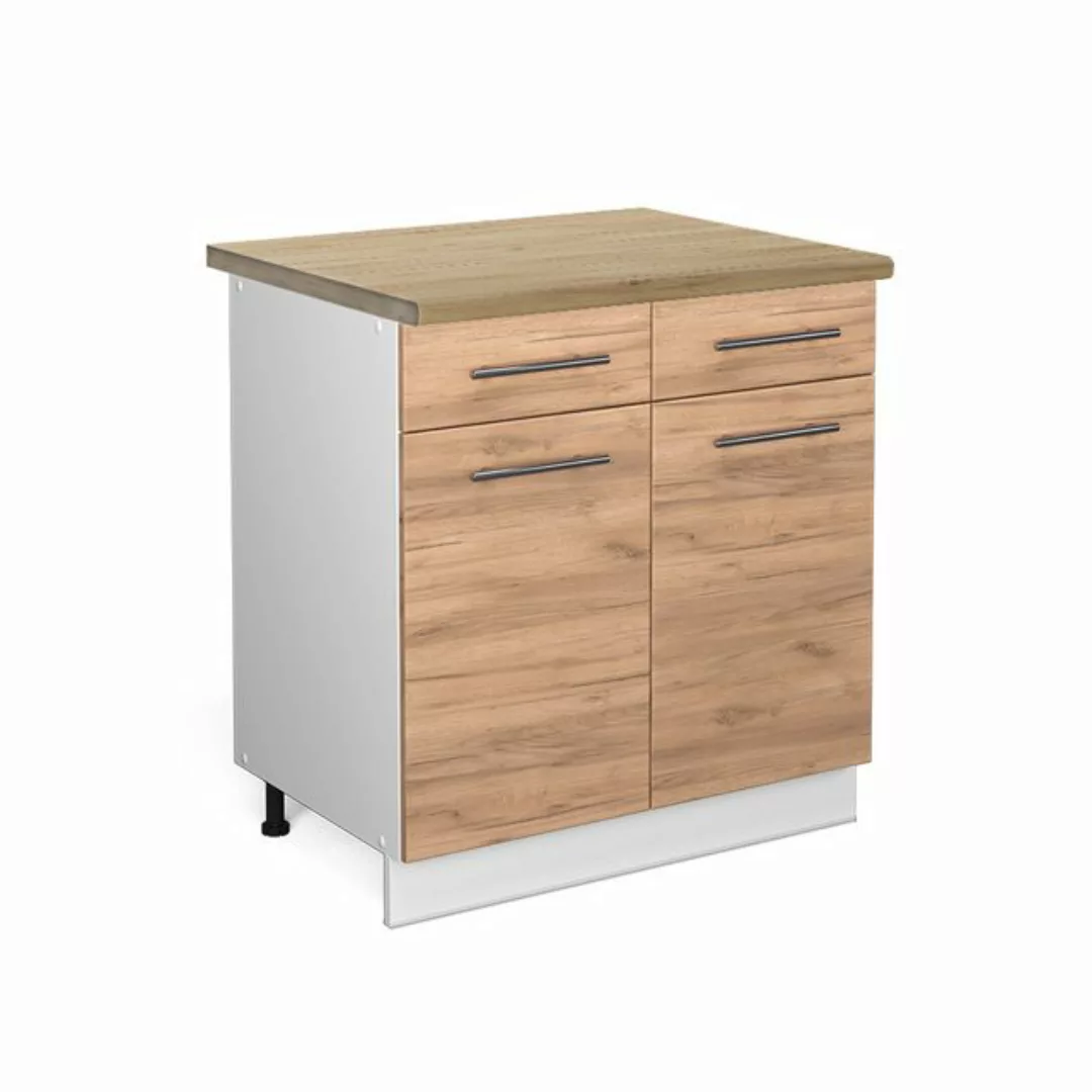 Vicco Unterschrank Fame-Line, Goldkraft Eiche/Weiß, 80 cm, AP Eiche günstig online kaufen