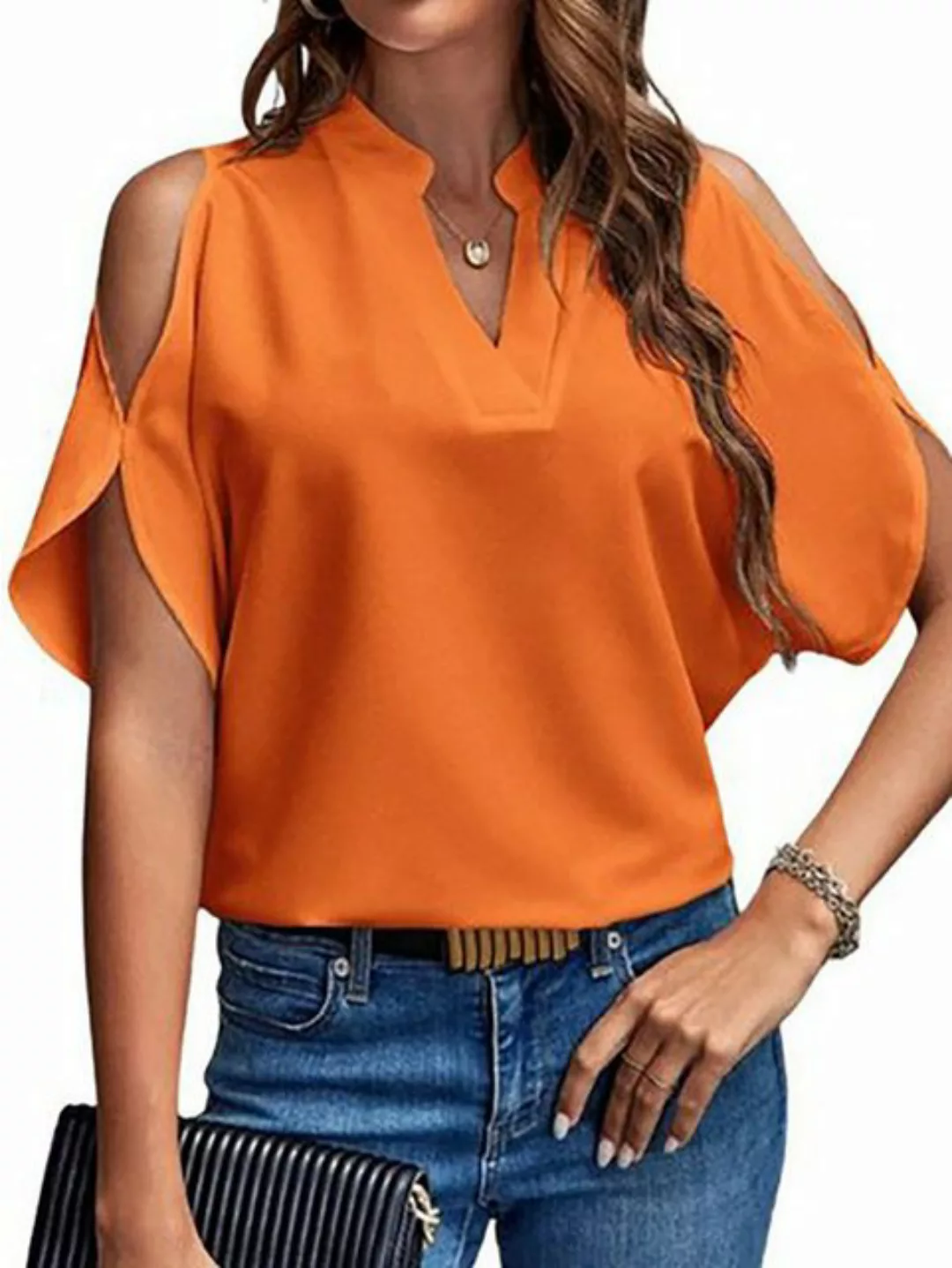 BlauWave Netzshirt Chiffonbluse DamenbekleidungEinfarbige (1-tlg., Ausschni günstig online kaufen