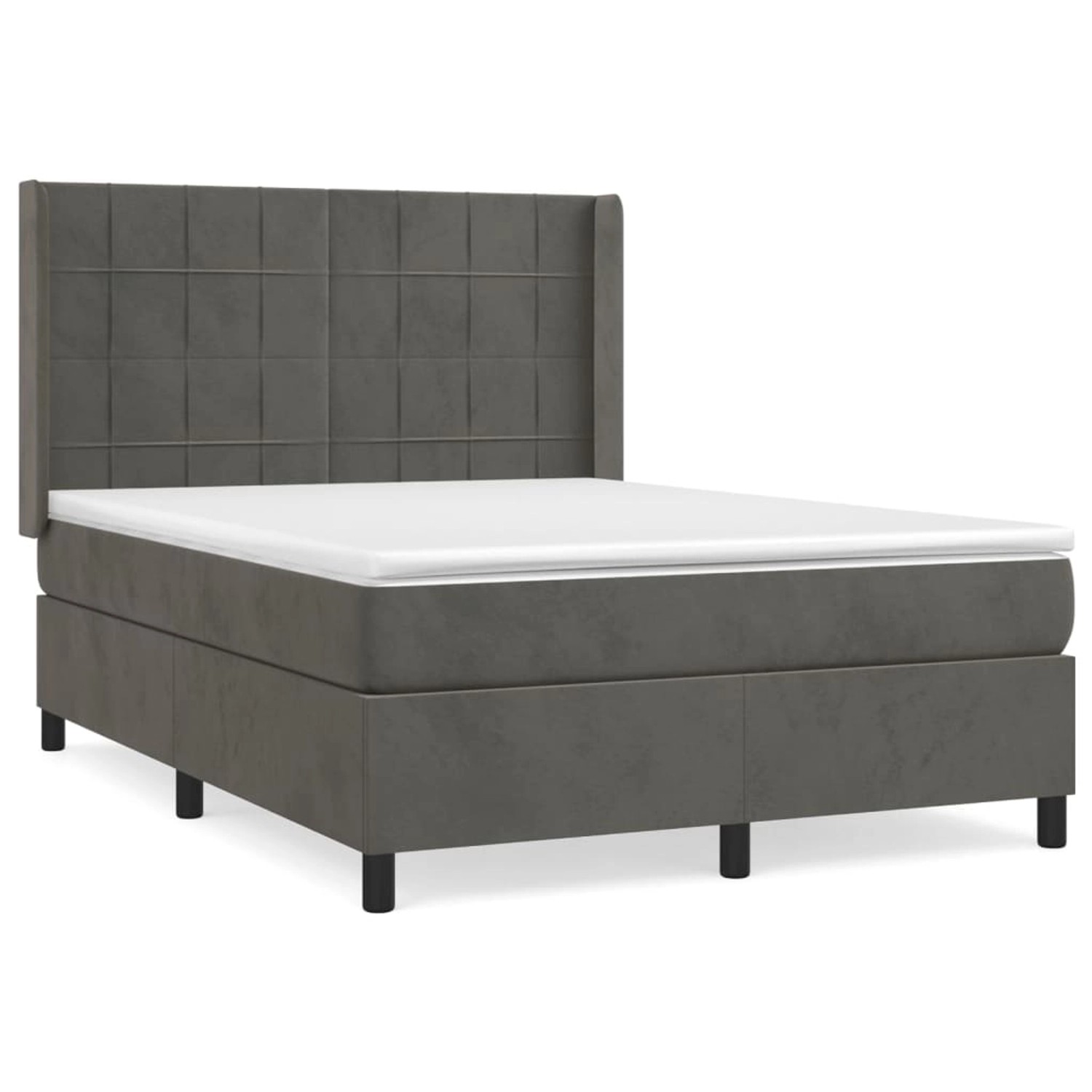 vidaXL Boxspringbett Boxspringbett mit Matratze Dunkelgrau 140x190 cm Samt günstig online kaufen