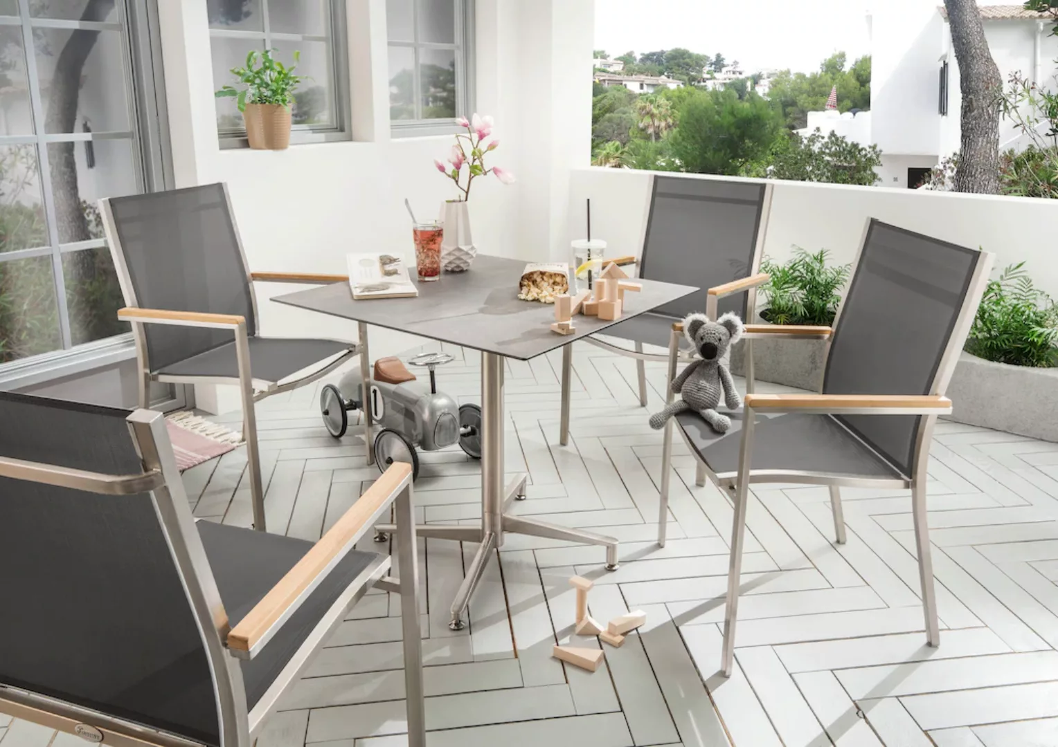 Destiny Garten-Essgruppe "MACAO LOFT", (Set, 5 tlg., 4x Sessel, 1x Tisch), günstig online kaufen