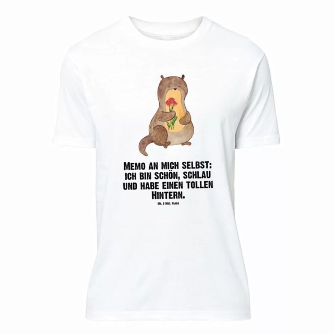 Mr. & Mrs. Panda T-Shirt Otter Blumenstrauß - Weiß - Geschenk, Lustiges T-S günstig online kaufen