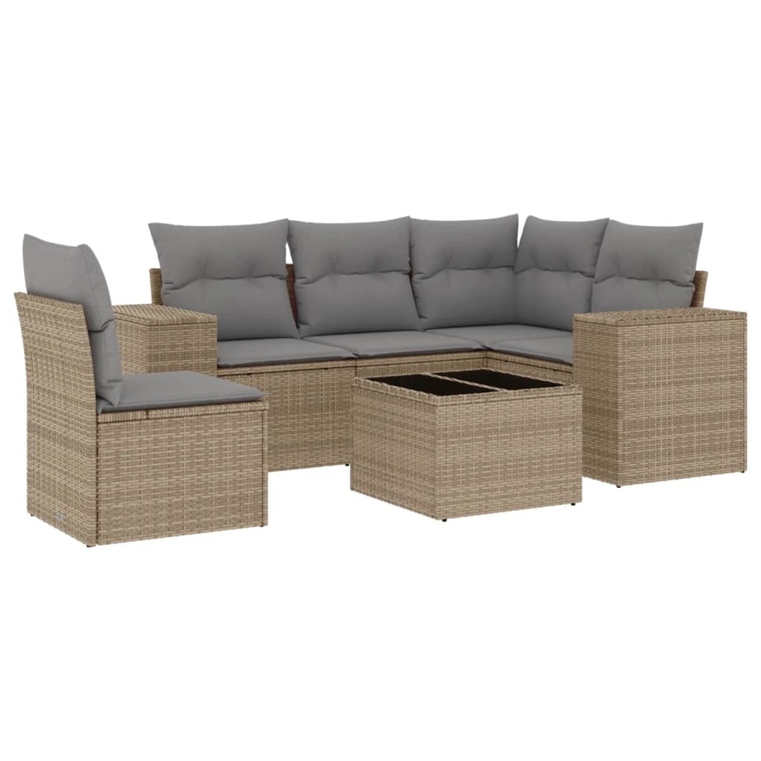 vidaXL 6-Tlg Garten-Sofagarnitur mit Kissen Beige Poly Rattan 3254916 günstig online kaufen