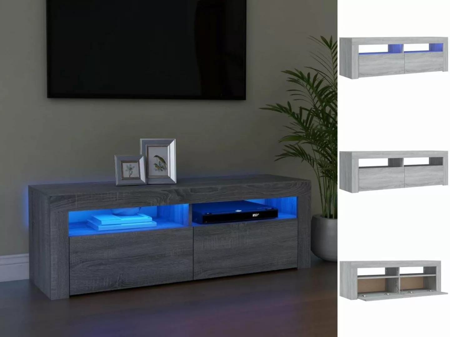 vidaXL TV-Schrank TV-Schrank mit LED-Leuchten Grau Sonoma 120x35x40 cm Lowb günstig online kaufen