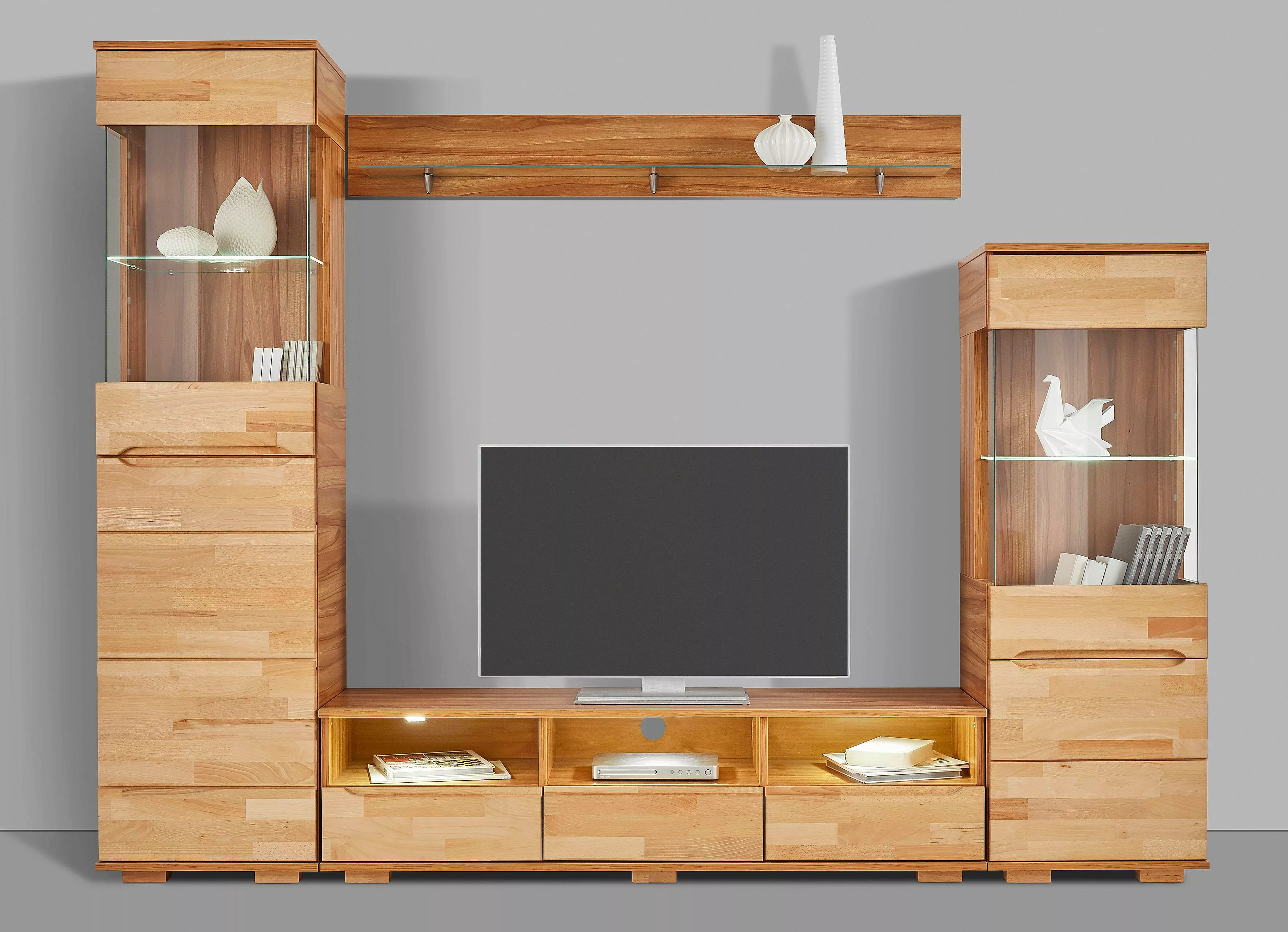 Home affaire Wohnwand "Vetro", (Set, 4 St.), teilmassives Holz günstig online kaufen