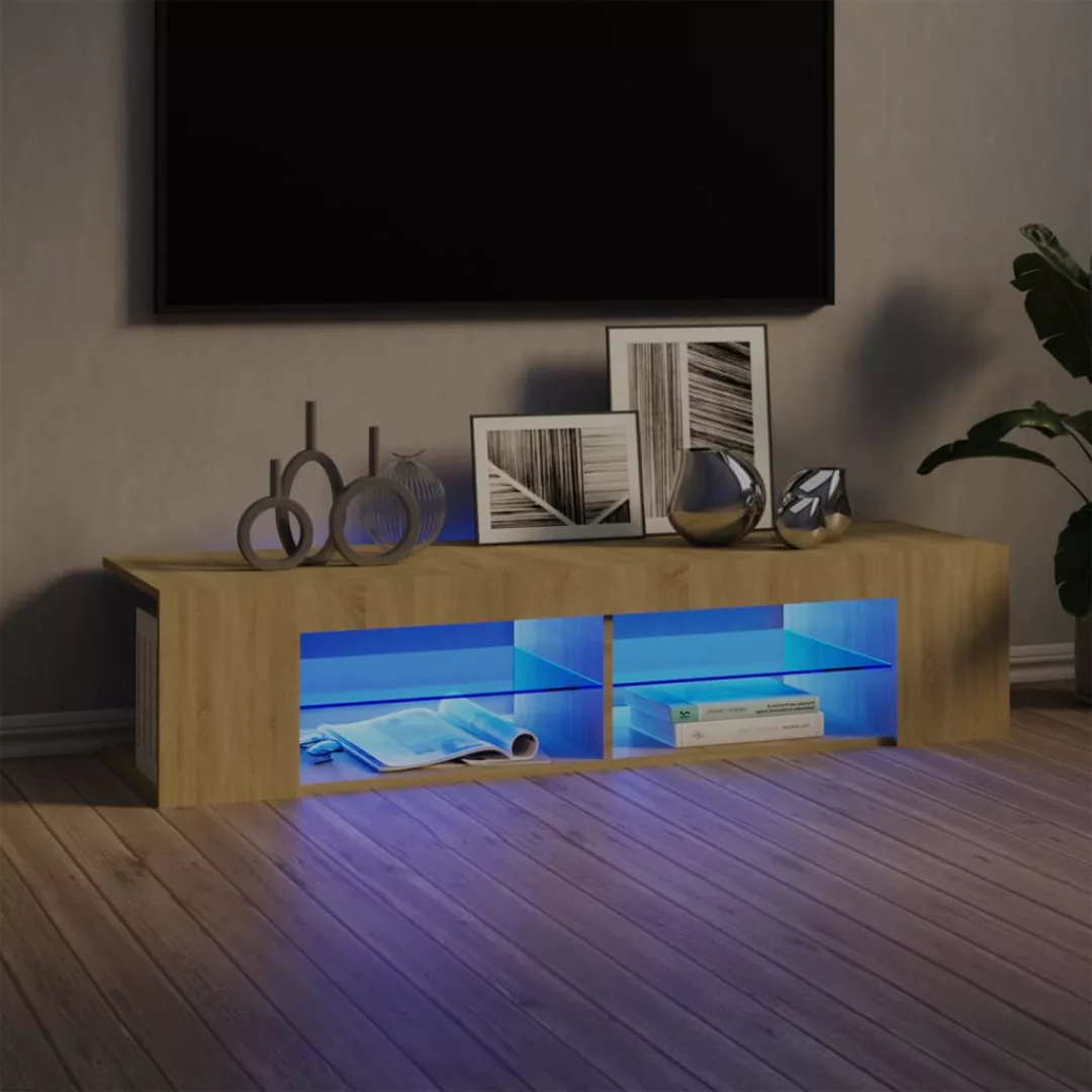 vidaXL TV-Schrank TV-Schrank mit LED-Leuchten Sonoma-Eiche 135x39x30 cm Low günstig online kaufen
