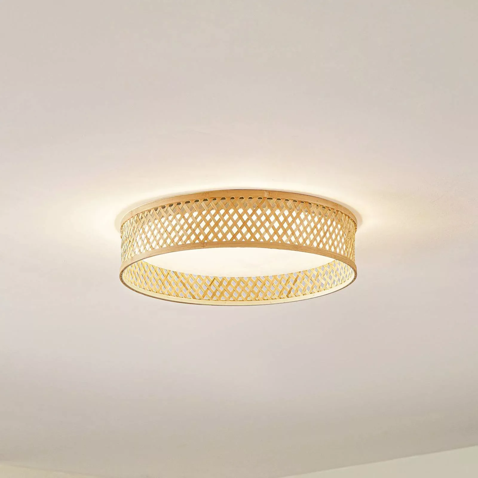 Lindby LED-Deckenleuchte Eilif, Bambus, Ø 40 cm günstig online kaufen