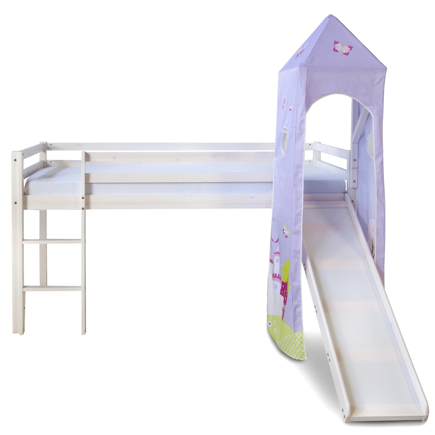 Homestyle4u Hochbett 90x200 Weiß Lila 1557 günstig online kaufen