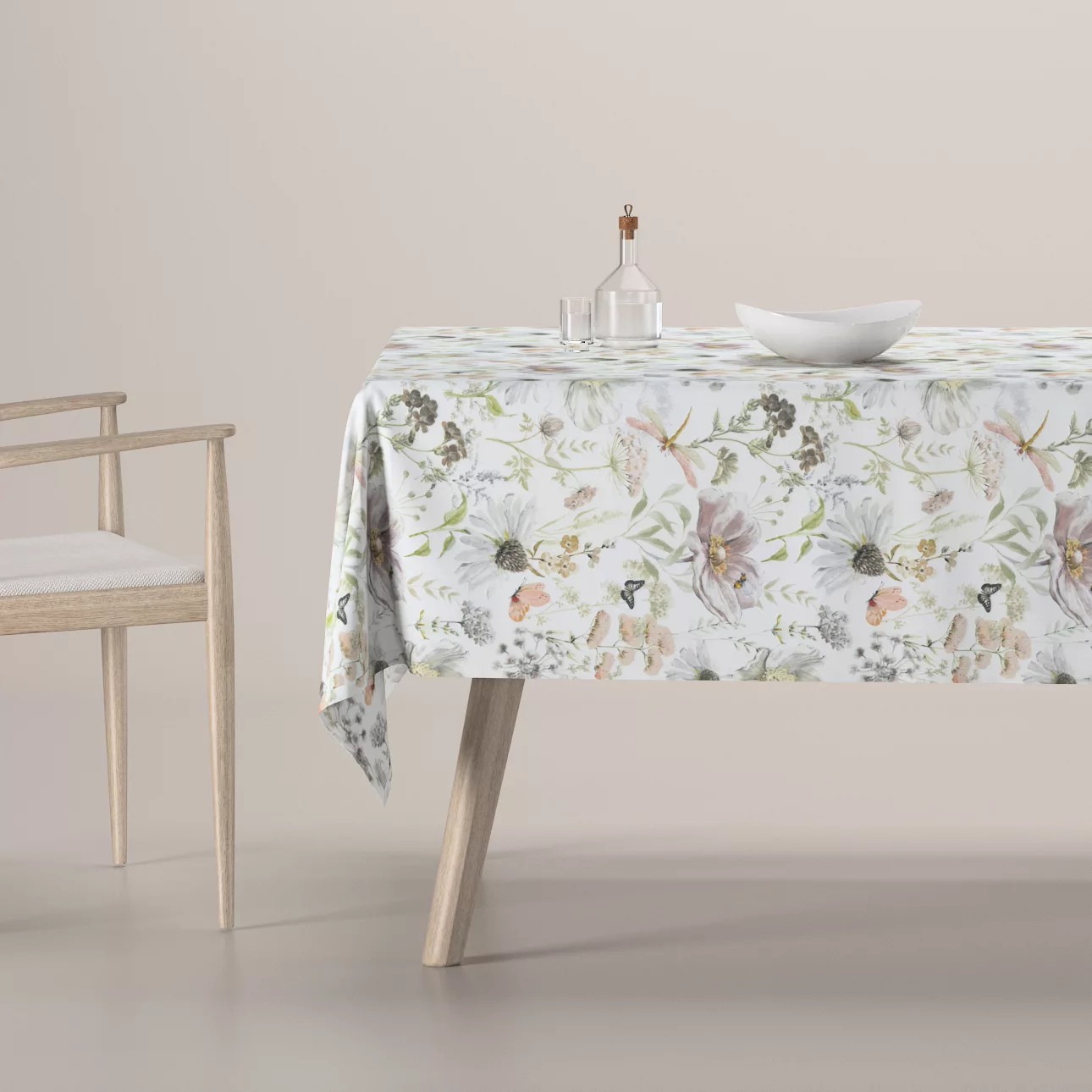 Rechteckige Tischdecke, weiß-beige, Gardenia (143-96) günstig online kaufen