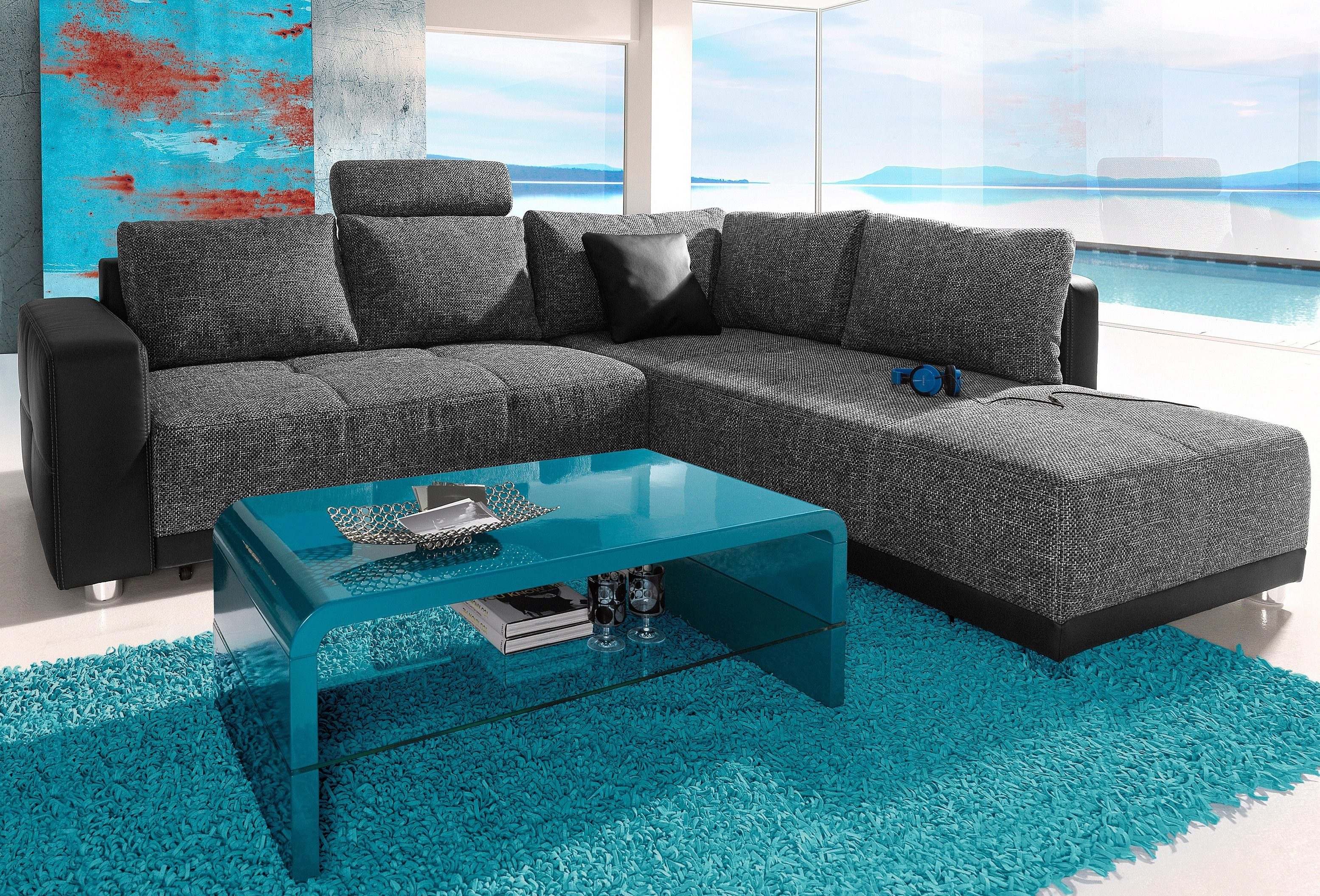 Places of Style Ecksofa, mit Bettfunktion, Bettkasten und Federkern, wahlwe günstig online kaufen