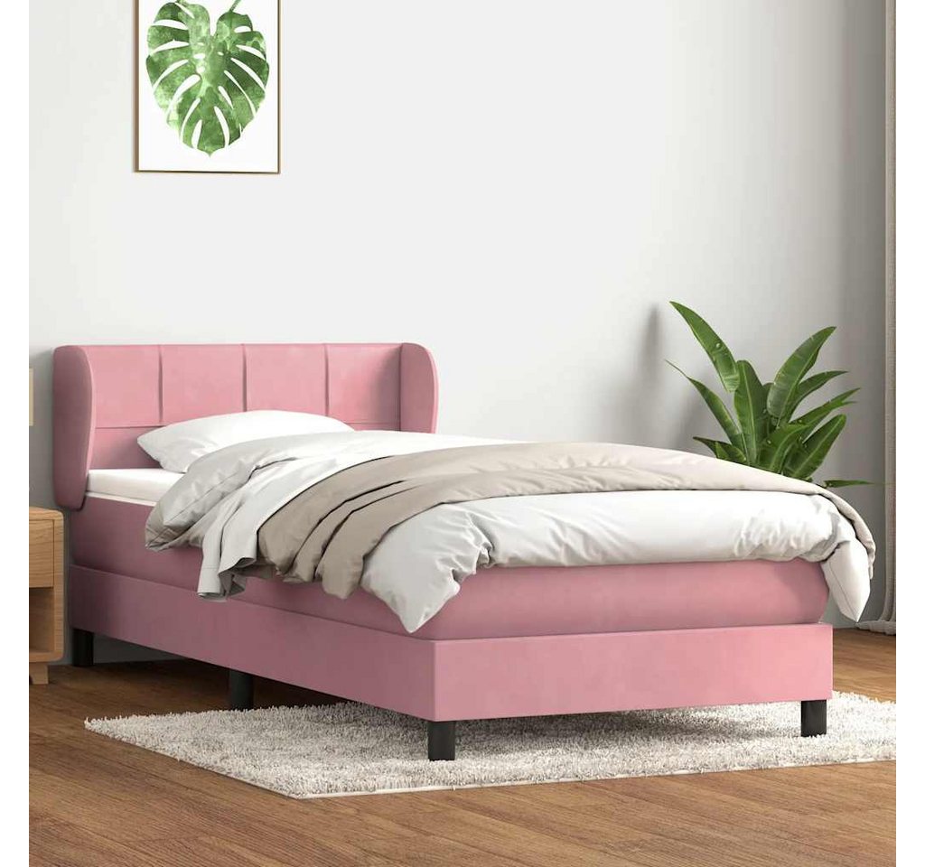 vidaXL Boxspringbett, Boxspringbett mit Matratze Rosa 90x210 cm Samt günstig online kaufen