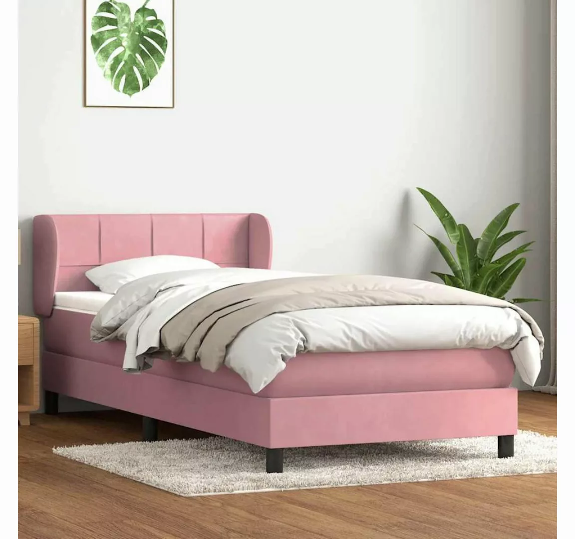 vidaXL Boxspringbett, Boxspringbett mit Matratze Rosa 100x220 cm Samt günstig online kaufen