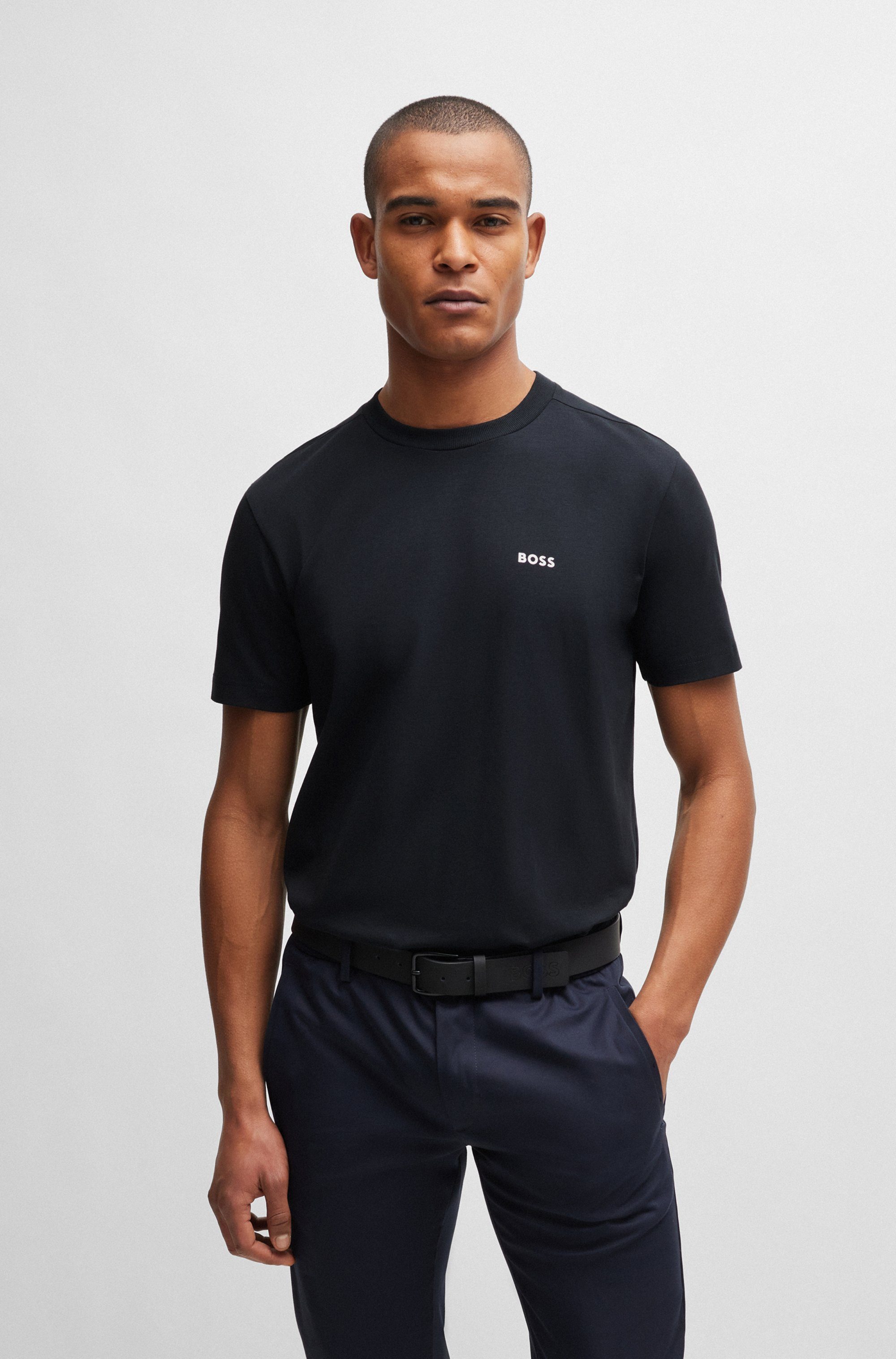 BOSS GREEN Rundhalsshirt Tee mit gummiertem günstig online kaufen